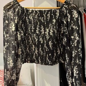 Black and Gold Floral Crop Top